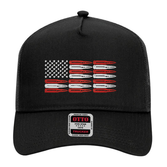 American Flag Bullets Otto Cap Trucker Mesh Back Mid Profile Embroidered