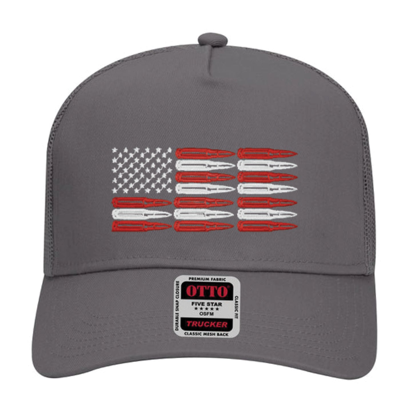 American Flag Bullets Otto Cap Trucker Mesh Back Mid Profile Embroidered