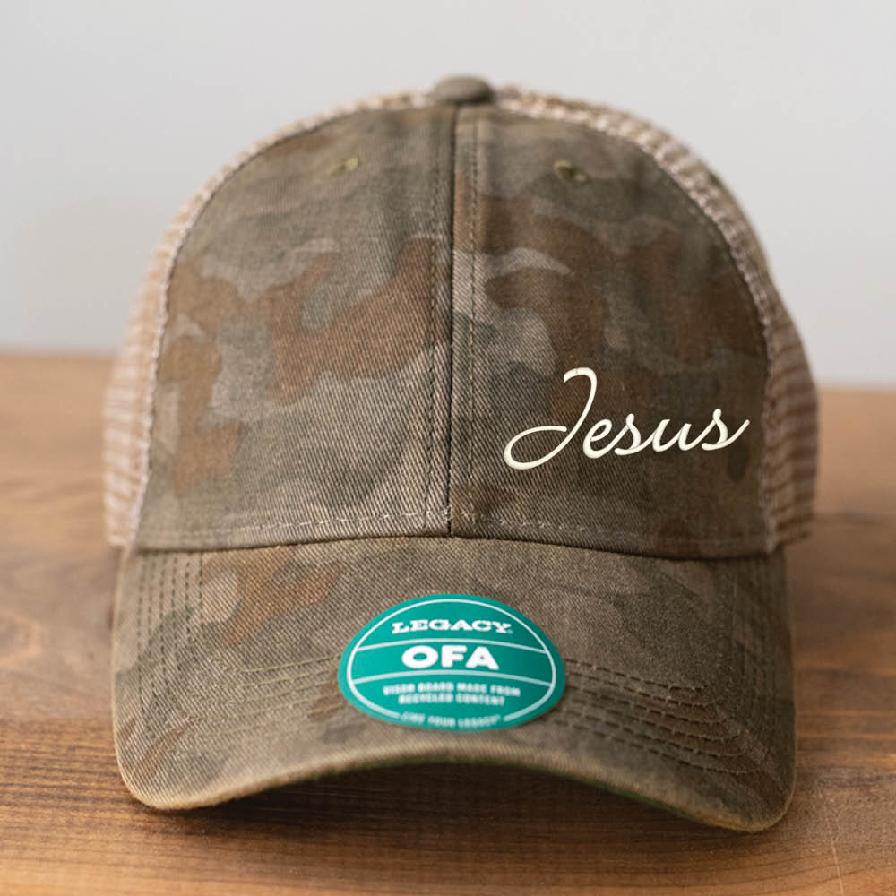 Jesus Side Panel Legacy Java Camo Mesh Back Unstructured Cap