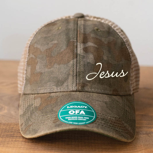 Jesus Side Panel Legacy Java Camo Mesh Back Unstructured Cap