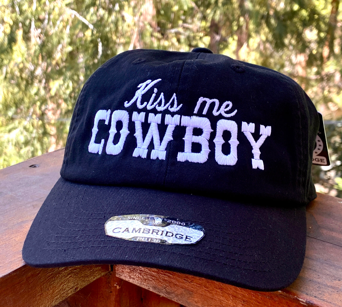 Kiss Me Cowboy 100% Cotton Black Dad Hat