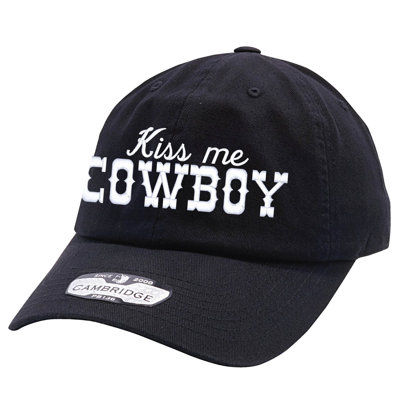 Kiss Me Cowboy 100% Cotton Black Dad Hat