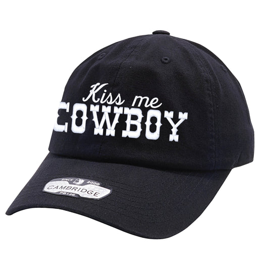 Kiss Me Cowboy 100% Cotton Black Dad Hat
