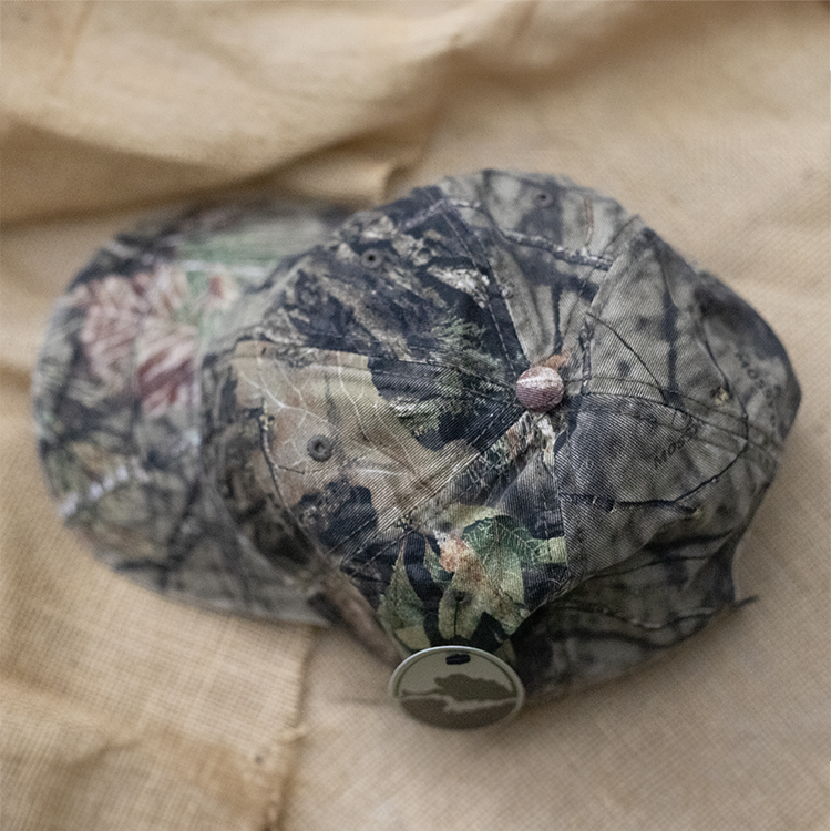 Skeleton Hand Peace Sign Mossy Oak Camo Hat Embroidered