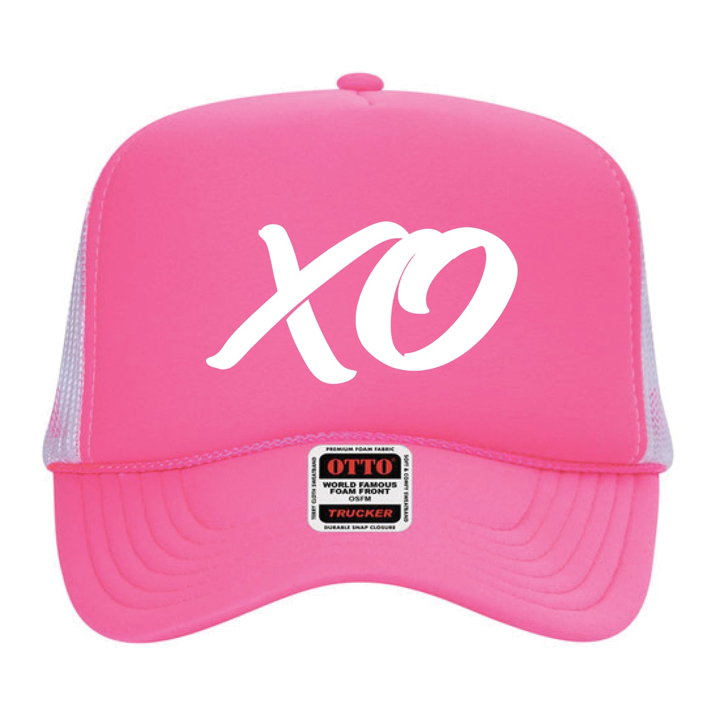 3D Puff FOAM ROPE Hat Valentines Day XO Red Pink White Mesh Back Trucker Hat
