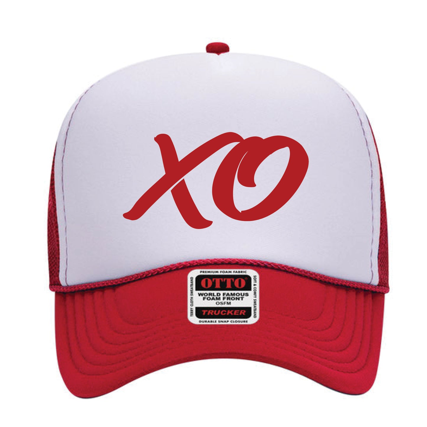 3D Puff FOAM ROPE Hat Valentines Day XO Red Pink White Mesh Back Trucker Hat
