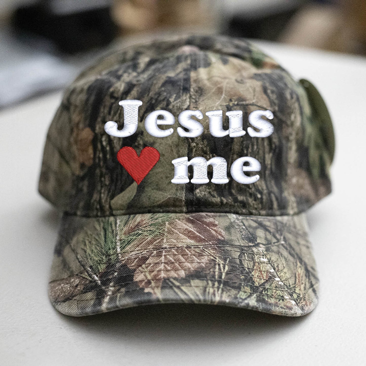 Jesus (loves) Heart Me Embroidered Camo Hat