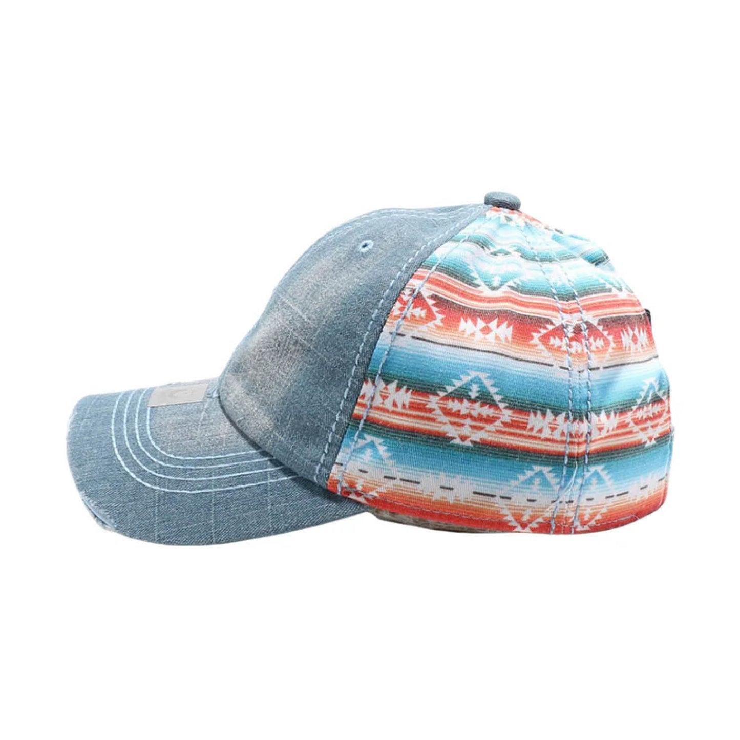 You Look Like You Love Me-Denim/Print Lady's Hat-Ponytail